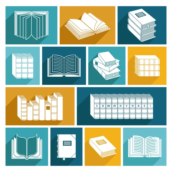 Libro iconos conjunto — Vector de stock