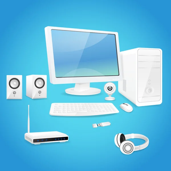 Computer and accessories — Stock Vector