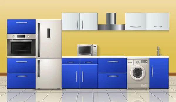 Haushaltsgeräte Realistische Küche — Stockvektor