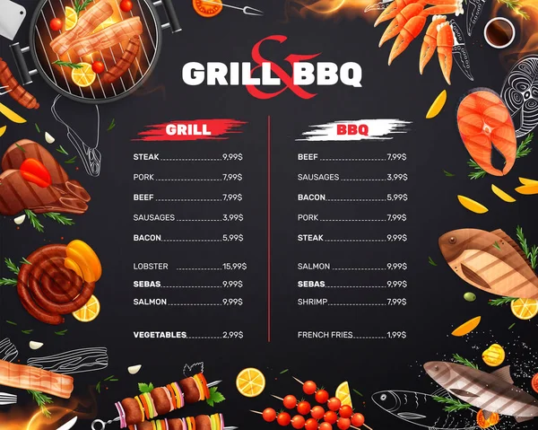 Grill Grill Menu Projekt — Wektor stockowy