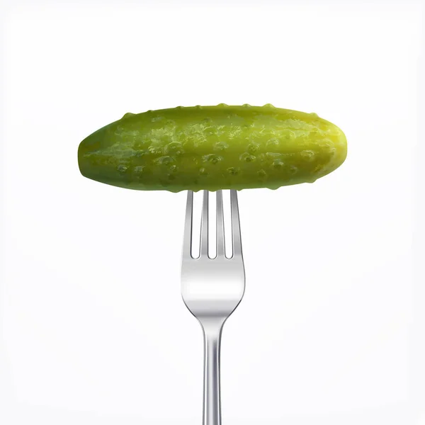 Komposisi Cucumber On Fork - Stok Vektor