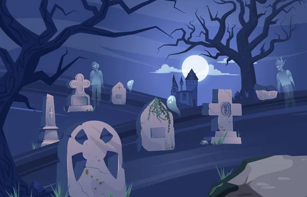 Cimitero Gravestone Composizione di Halloween — Vettoriale Stock