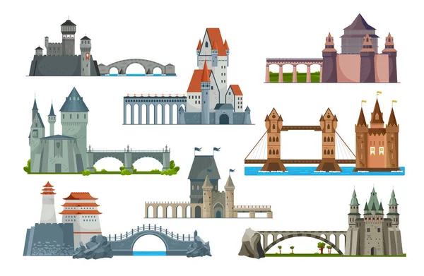 Zestaw ikon mostów Zamek — Wektor stockowy