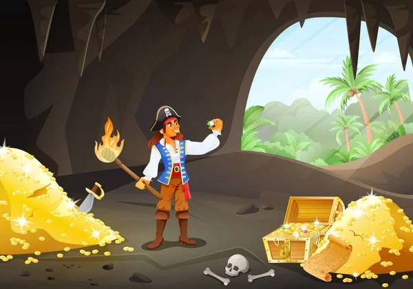 Treasure Island Piratas Desenhos animados —  Vetores de Stock