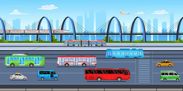 Illustrazione dei trasporti pubblici — Vettoriale Stock