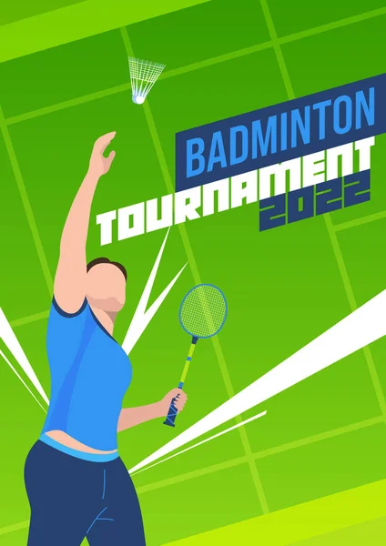 Plakat płaski Badminton — Wektor stockowy