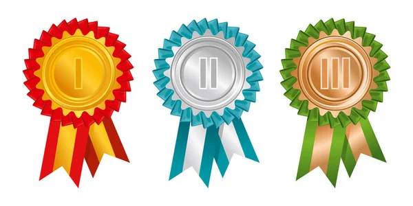 Rosetas Recompensas Top Places Conjunto de ícones —  Vetores de Stock
