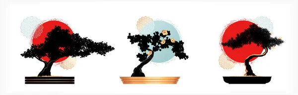 Árvore de Bonsai Emblemas —  Vetores de Stock