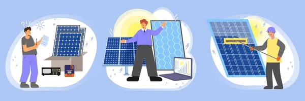 Composições dos painéis de energia solar — Vetor de Stock