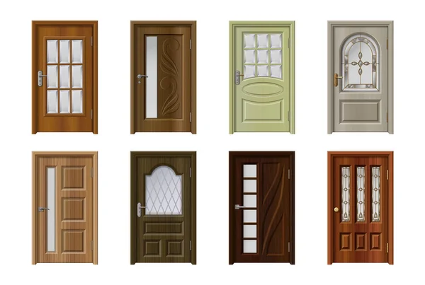 Conjunto realista de design de portas —  Vetores de Stock