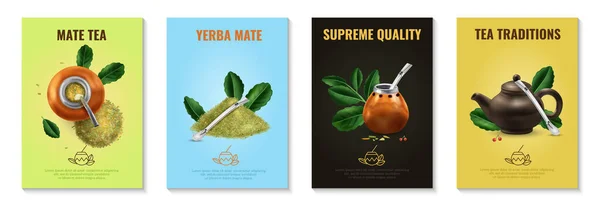 Mate Çay Posterleri Ayarlandı — Stok Vektör
