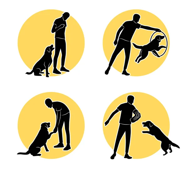 Composiciones redondas de entrenamiento para perros — Archivo Imágenes Vectoriales