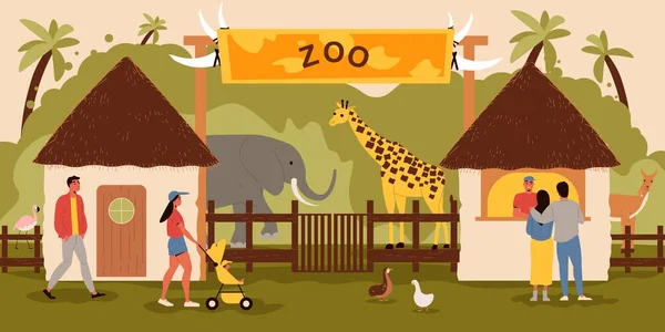 Zoo Ingang Achtergrond — Stockvector