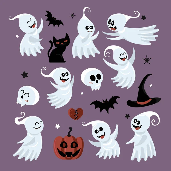 Набор призраков тыквы на Хэллоуин — стоковый вектор