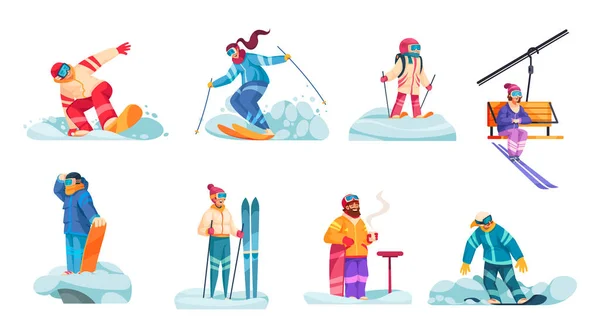 Winter Ski Vacations Compositions — Stock Vector