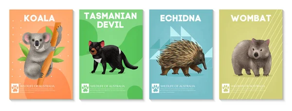 Australian Animals Poster Set — Stock Vector