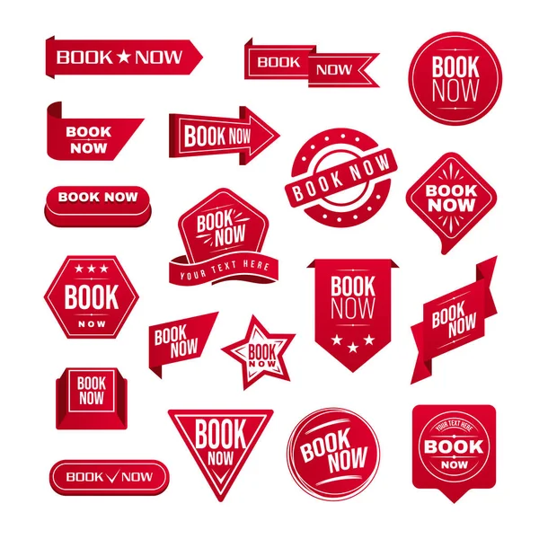 Boek nu Badges Set — Stockvector