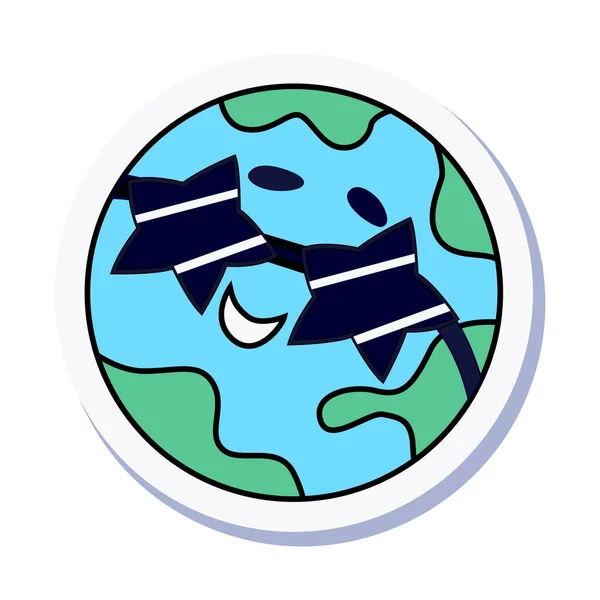 Earth Doodle Sticker — Stockvektor