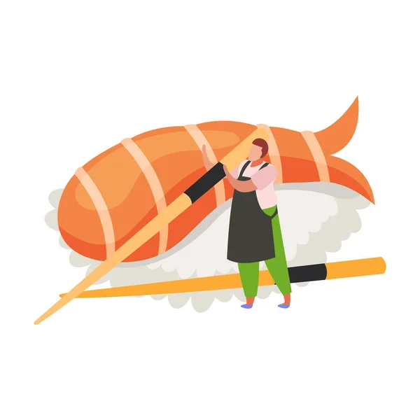 Platte sushi-icoon — Stockvector