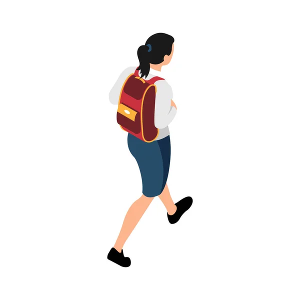 Fille avec sac d'école — Image vectorielle
