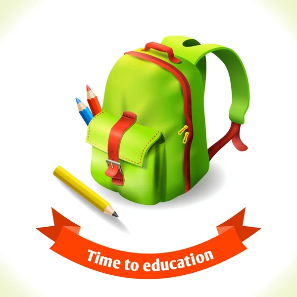 Icono de educación mochila — Vector de stock