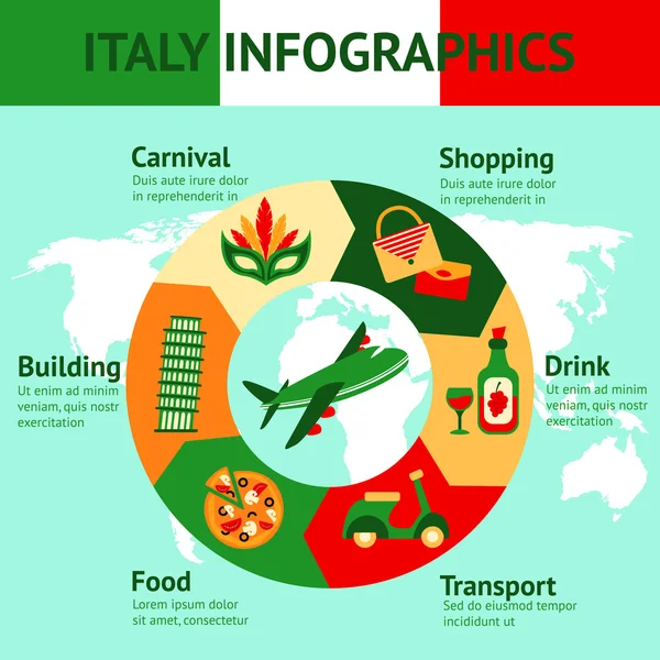 Italy travel infographics — Stock Vector