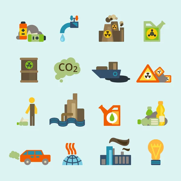 Conjunto de iconos de contaminación — Vector de stock