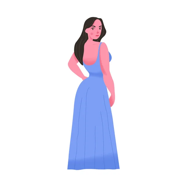 Mujer con vestido icono — Vector de stock