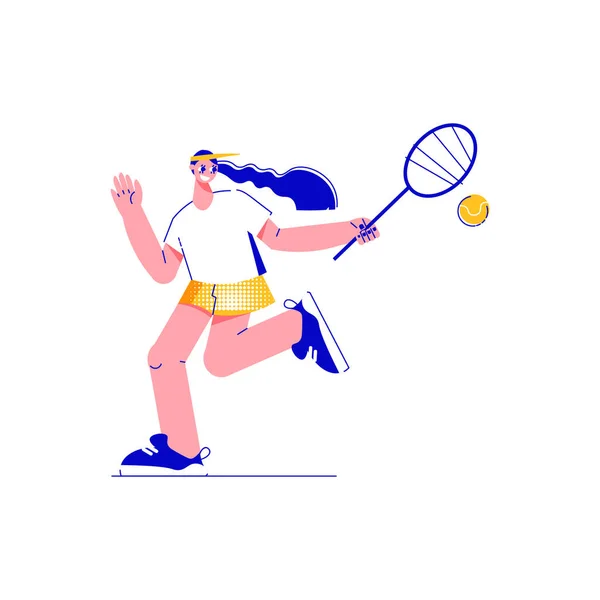 Chica jugando Tenis Composición — Vector de stock