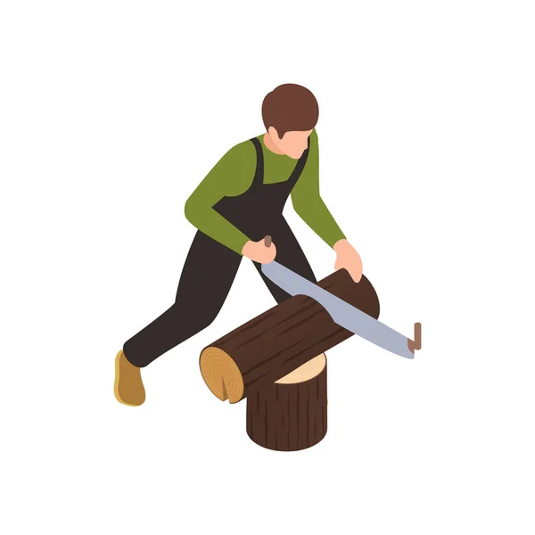 Dřevorubec řezání dřeva kompozice — Stockový vektor