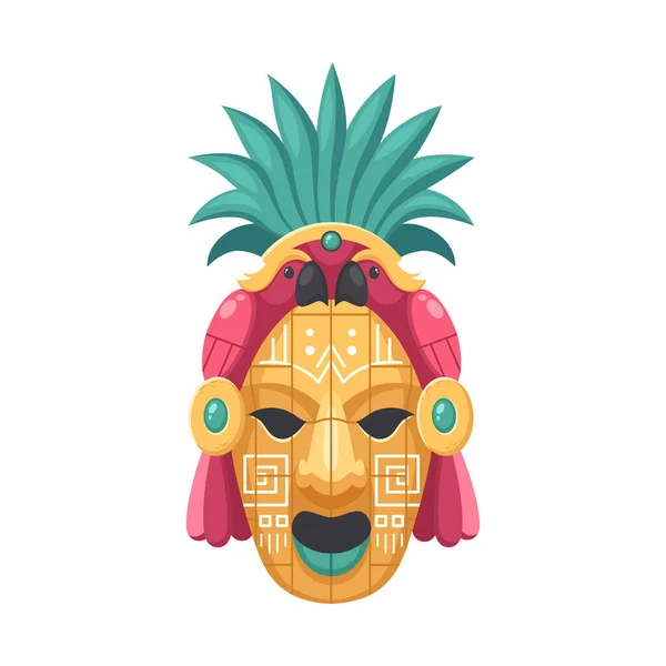 玛雅鹦鹉面具成分 — 图库矢量图片