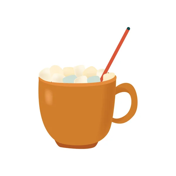 Caffè con Marshmallow Composizione — Vettoriale Stock