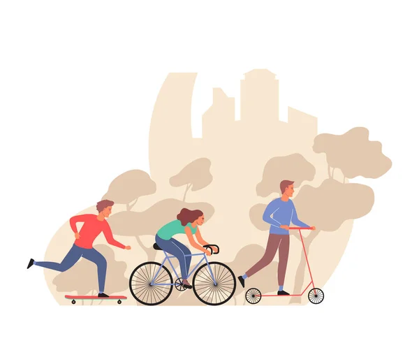 Riding The City Composition — Stock Vector