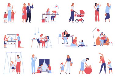 Bebek Bakıcısı Çocuk Simgeleri Koleksiyonu