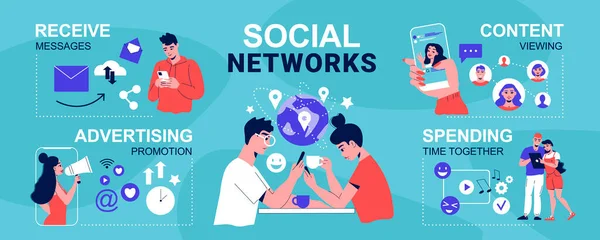 Social Network Life Infografiki — Wektor stockowy