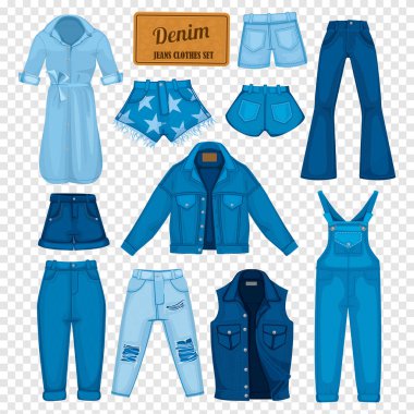 Denim Jeans Şeffaf Set