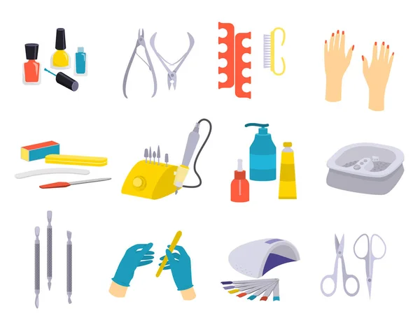 Set di icone piatto manicure — Vettoriale Stock