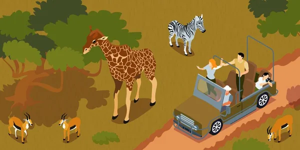 Composition Isometric Safari Ride — Image vectorielle