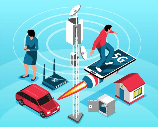 5g Internet Horisontell illustration — Stock vektor