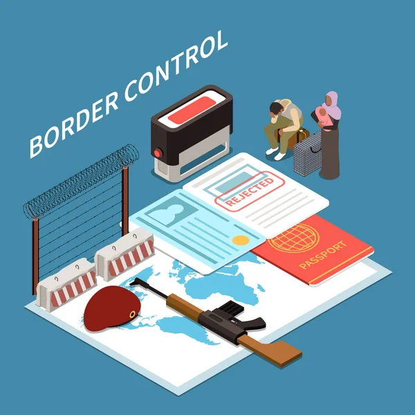 Control de Fronteras Antecedentes isométricos — Archivo Imágenes Vectoriales