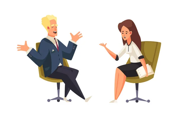 Political Interview Doodle Composition — Stock Vector