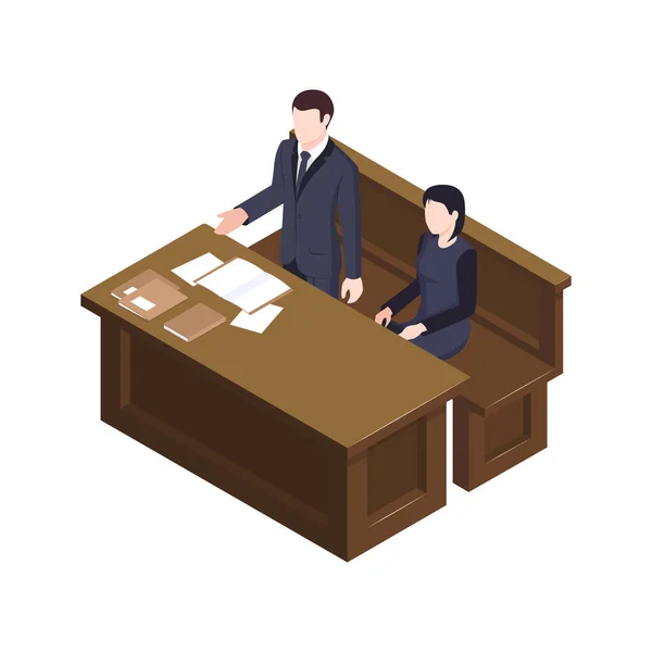 Attorney Speech Isometric Composition — Stock Vector