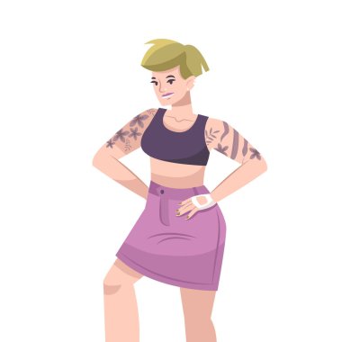 Dövmeli Kız Düz Kompozisyon