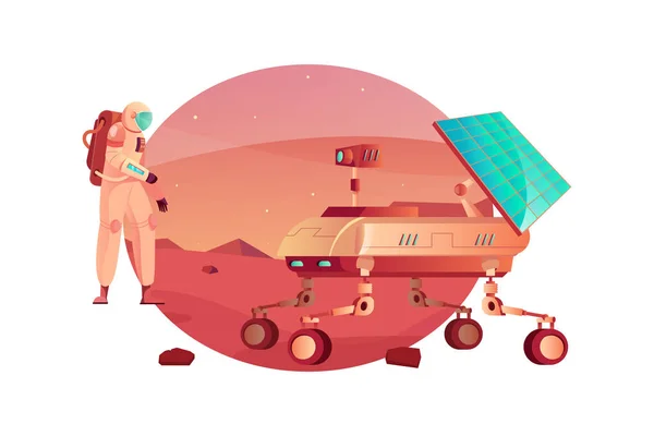 Mars Rover Ruimte Samenstelling — Stockvector