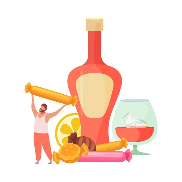 Sweet Alcoholic Cocktail Composition — Stock Vector