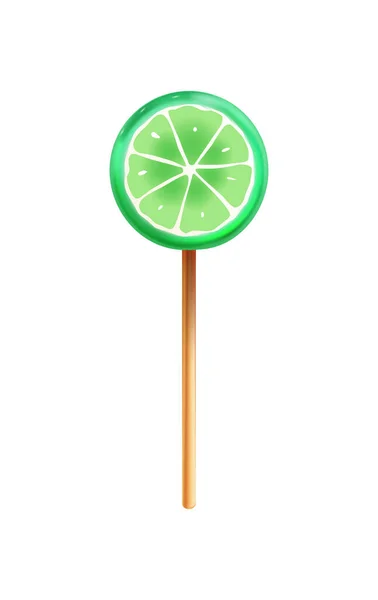 Lime Lollipop Composición realista — Vector de stock