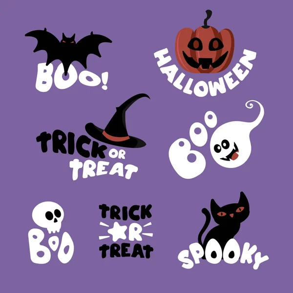 Spooky Lettering Icon Set — Stock Vector