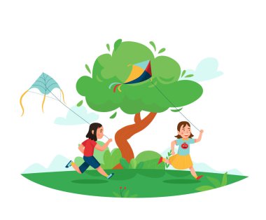 Yaz Çocukları Aktivite Uçurtması Oynuyor