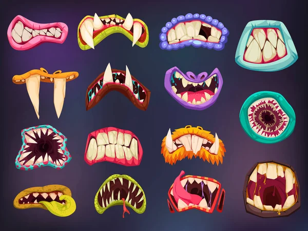 Ensemble de couleur de bouche de monstre — Image vectorielle