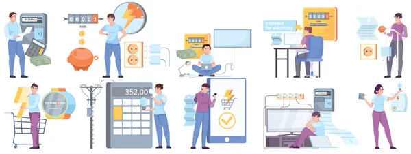 Pago para el sistema plano de electricidad — Archivo Imágenes Vectoriales